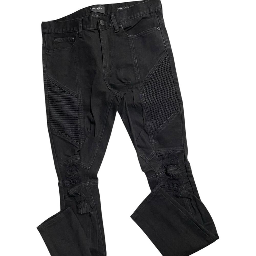 Black denim biker jeans